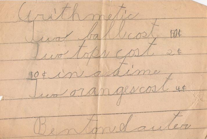 1st grade arithmetic, 1931.