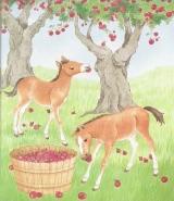 Up in the green orchard.