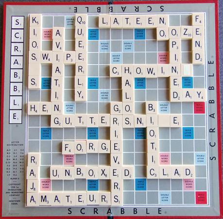 Sample Scrabble O game board.