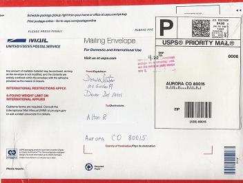 USPS Flat Rate envelope - postage due! (Click to enlarge.)